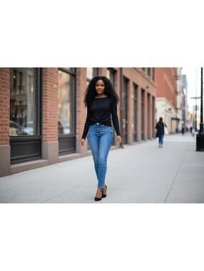 Chelsea sky Black Long Sleeve Women's Top with Twist Detail